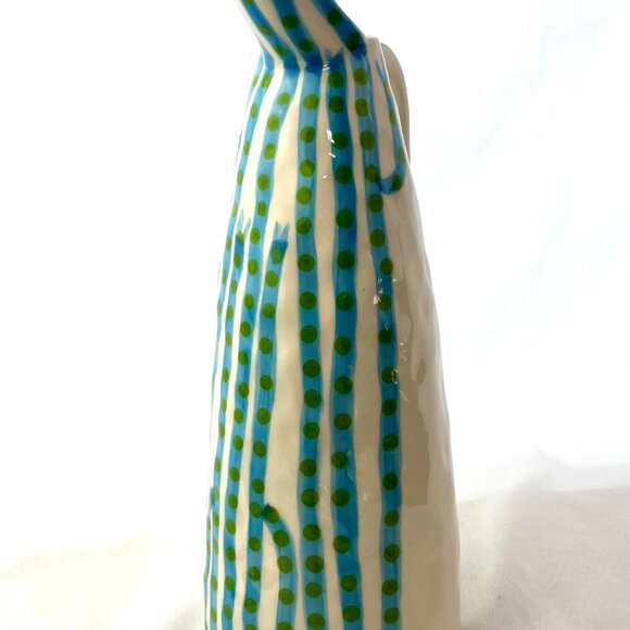 SALE NWT Andrew Ludick Blue & Green bird Jug Anthropologie Handmade Earthenware - Picture 7 of 11
